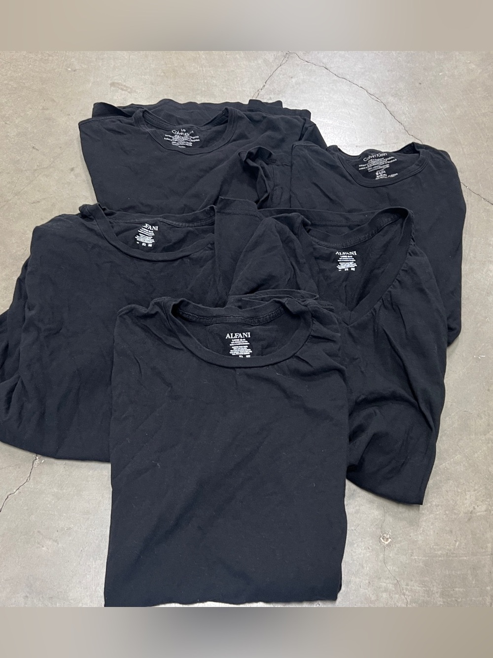 Like New - 5 Pair Alfani and Calvin Klein Men’s Solid Black Shirts